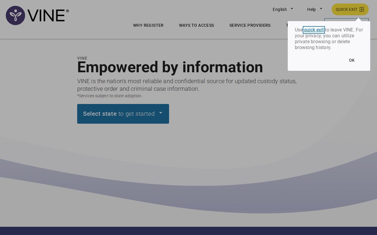 VINELink interface used to check a Trego County jail custody change