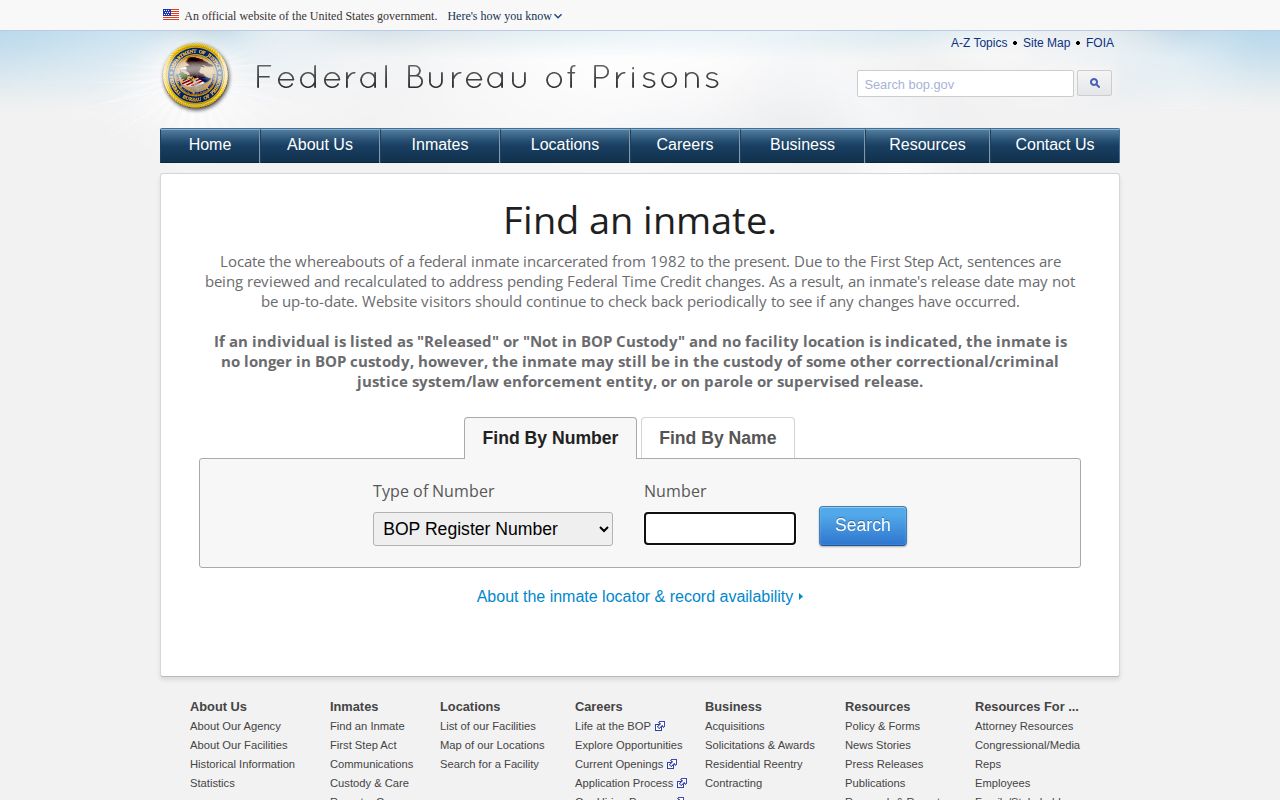 Federal locator for a Trego County inmate released from BOP custody